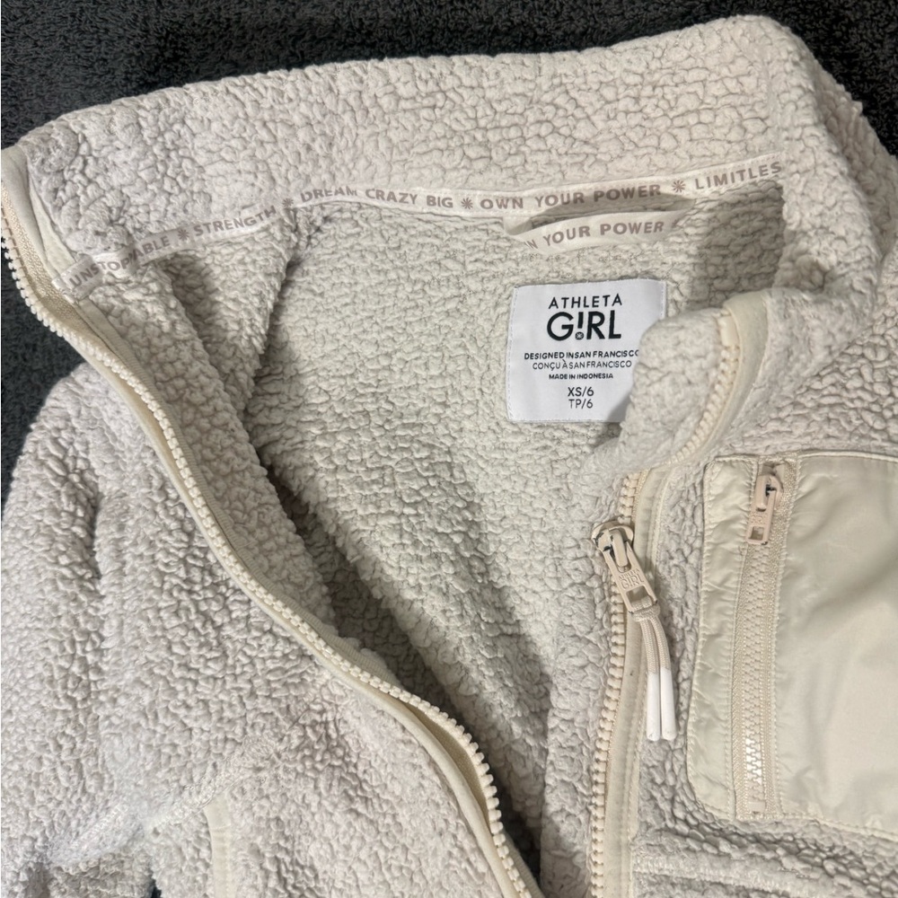 Athleta Girl  Cream Sherpa Kids Jacket - Picture 2 of 6